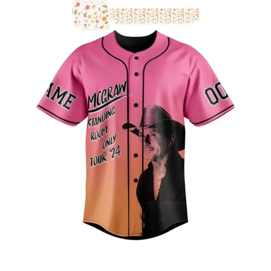 Discover Tim McGraw Standing Room Only Tour Personalized Baseball Jersey