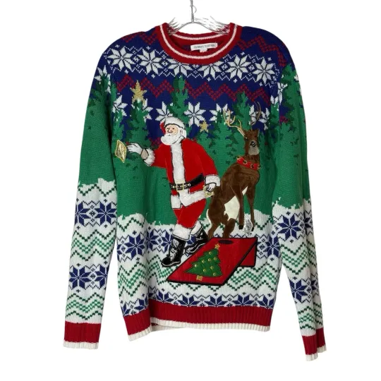 Discover Celebrate Together Ugly Christmas Sweater Fuzzy Santa Reindeer Unisex Small