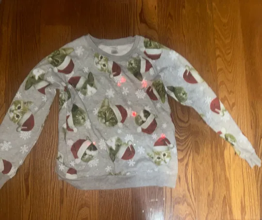 Discover Freeze cat ugly Christmas sweater size medium women’s 7-9 Lights Up