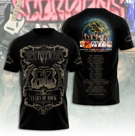 Discover Scorpions Coming Home To Las Vegas 60 Years Of Scorpions 1965-2025 3D T-Shirt
