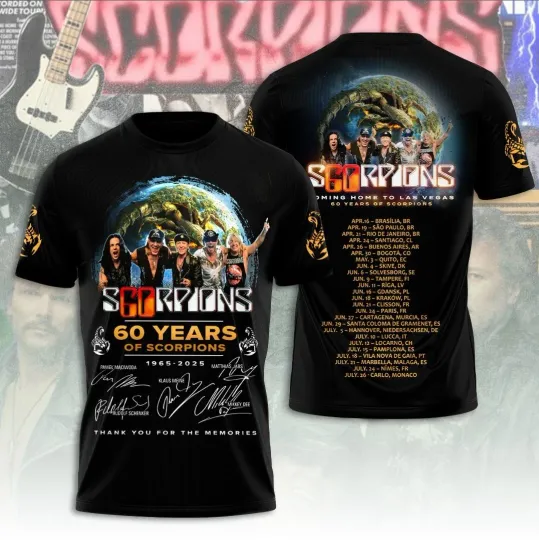 Discover Scorpions Coming Home To Las Vegas 60 Years Of Scorpions 1965-2025 3D T-Shirt