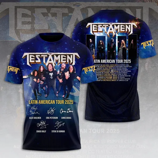 Discover Testament Band Latin American Tour 2025 AOP T-Shirt