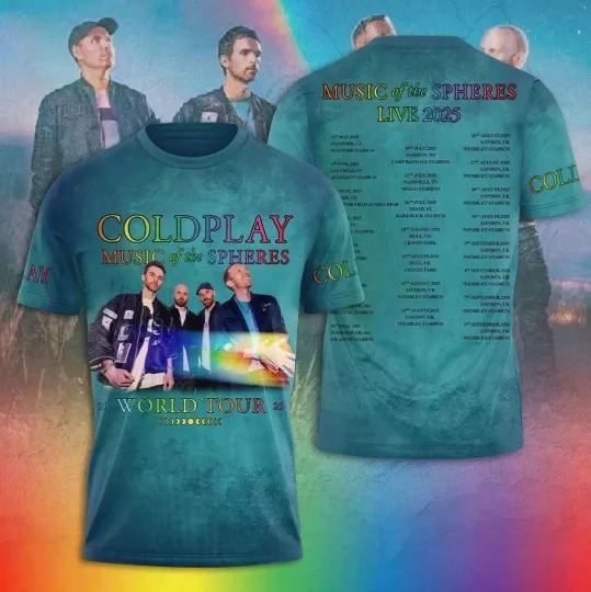 Discover Coldplay Music Of The Spheres Live 2025 Tour AOP T-Shirt