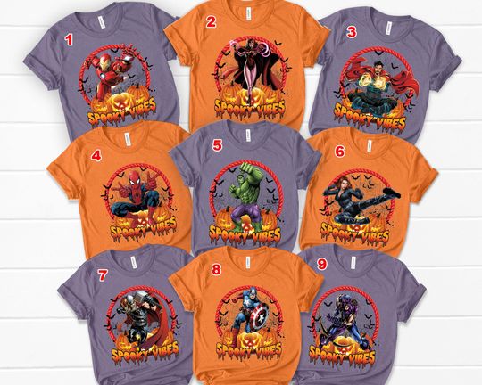 Discover Avengers Halloween Shirt, Disney Spooky Vibes Shirt, Spiderman Halloween, Captain America Pumpkin Shirt, Marvel Ghost Halloween Trip