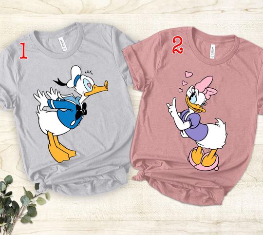 Disney Daisy Donald Couple Tee, Valentine Shirts, Daisy Duck Shirt, Disney Valentine Gift, Donald Duck ShirtDisney Honeymoon Couples Shirts