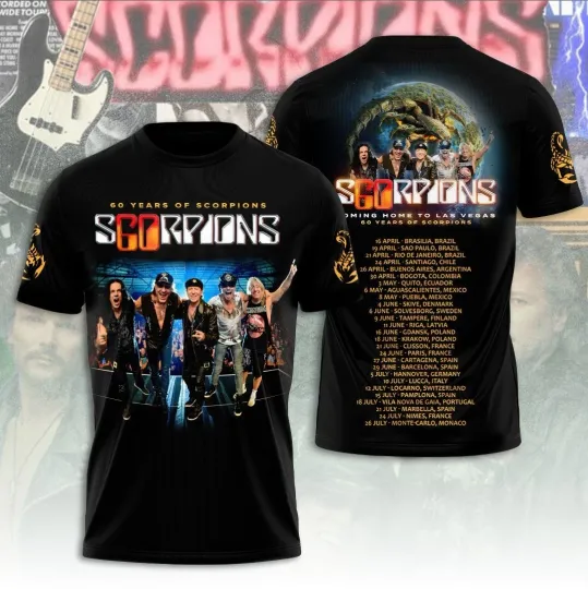 Discover Scorpions Coming Home To Las Vegas 60 Years Of Scorpions 1965-2025 3D T-Shirt