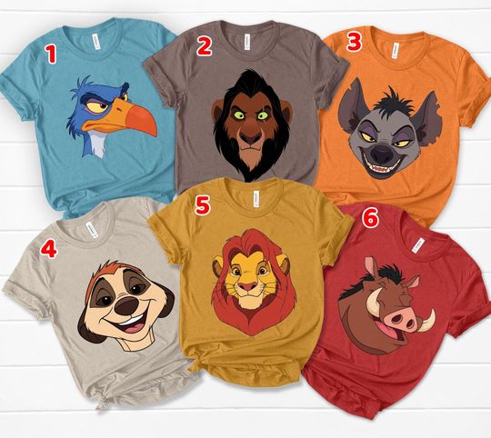 Disney The Lion King Big Face Halloween Costume T-Shirt, Simba Scar Timon Pumbaa Zazu Shirt, Disneyland Family Matching Tee, Animal Kingdom