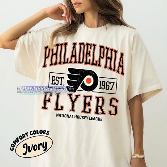 Discover Comfort Colors Philadelphia Flyers Hockey T-shirt, Custom Vintage Graphic Tee, Philadelphia Hockey Gift For Fan