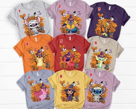 Disney Stitch and Angel Mummy Halloween Costume Shirt, Lilo and Stitch Halloween Shirt, Disneyland Halloween Family Matching Shirt