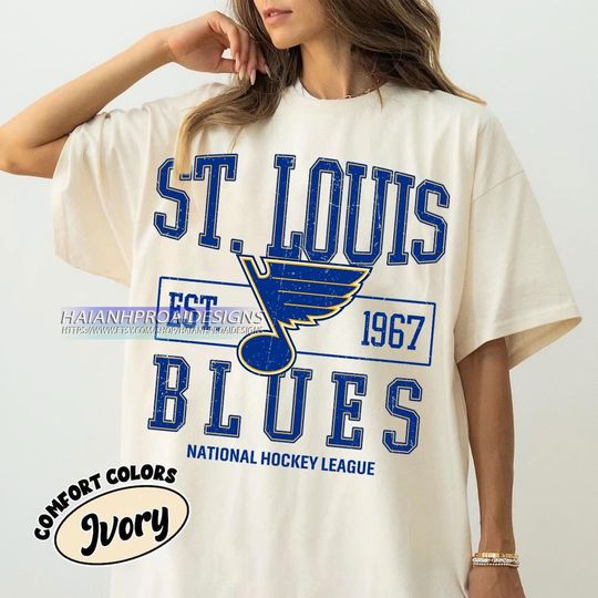 Discover Comfort Colors St. Louis Blues Hockey T-shirt, Custom Vintage Graphic Tee, St. Louis Hockey Gift For Fan