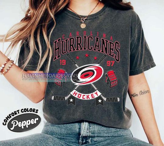 Discover Carolina Hurricanes Hockey Comfort Colors T-shirt, Unisex Tee Shirt for Sports Fans, Graphic Sports Tee, Hurricanes Team Shirt, Hockey Fan