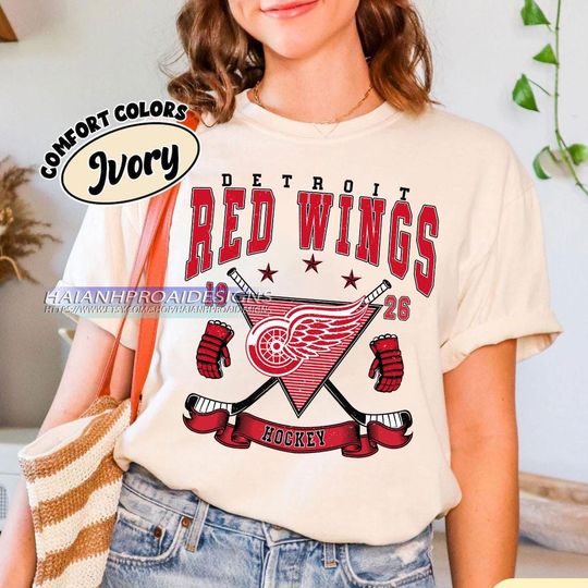 Discover Vintage Detroit Red Wings Shirt | Comfort Colors Hockey Tee | Retro Hockey Fan Shirt for Game Day