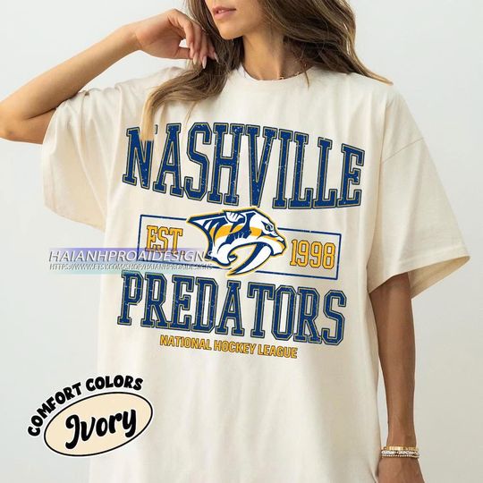 Discover Comfort Colors Nashville Predators Hockey T-shirt, Custom Vintage Graphic Tee, Nashville Hockey Gift For Fan