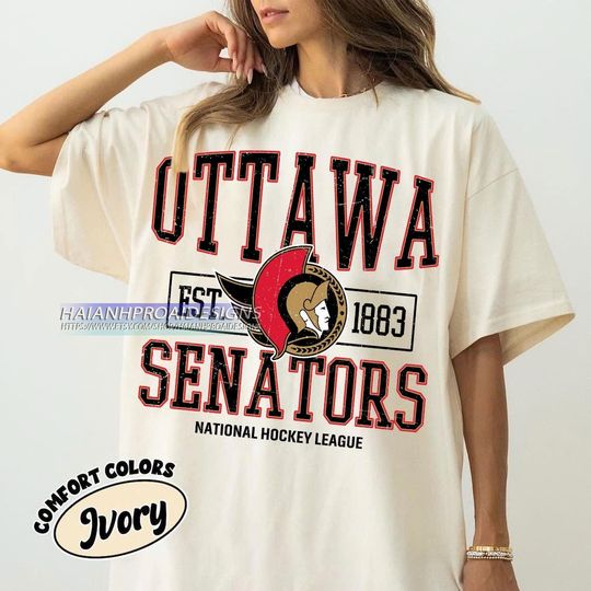 Discover Comfort Colors Ottawa Senators Hockey T-shirt, Custom Vintage Graphic Tee, Ottawa Hockey Gift For Fan