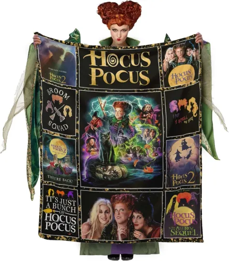 Hocus Pocus Blanket, Halloween Flannel Fleece, Sherpa Blanket Sanderson Sisters