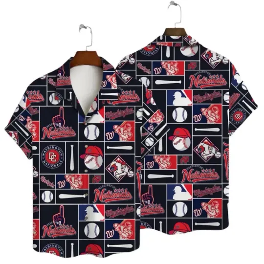 Discover Washington Nationals Funny Icon Hawaiian Shirt Summer Aloha S-5XL
