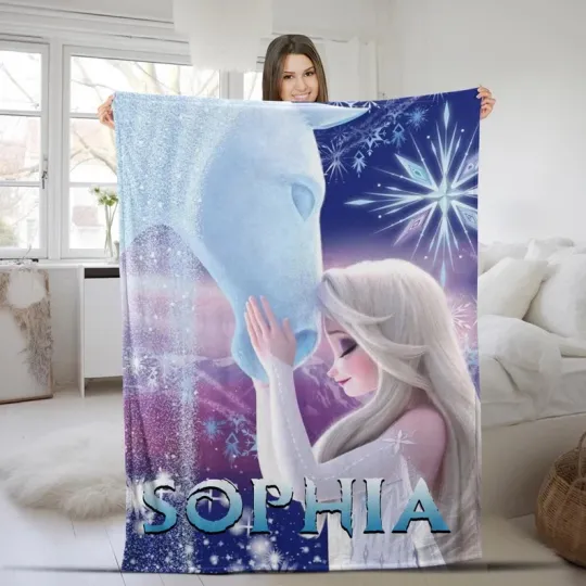 Discover Disney Frozen Princess Elsa With Snow Hourse Christmas Customize Fleece Blanket