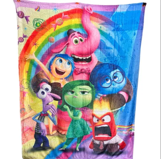 Discover Disney Pixar Inside Out Fleece Throw Blanket 40x50 Joy Sadness Anger Disgust