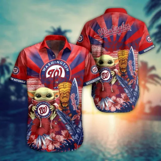 Discover Washington Nationals Baby Yoda Hawaiian Shirt Summer Aloha S-5XL