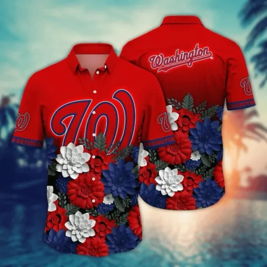 Discover Washington Nationals Beachside Bliss Hawaiian Shirt Unisex S-5XL