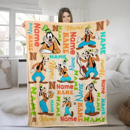 Discover Disney Goofy Animal Kingdom Disneyland Watercolor Customize Fleece Blanket