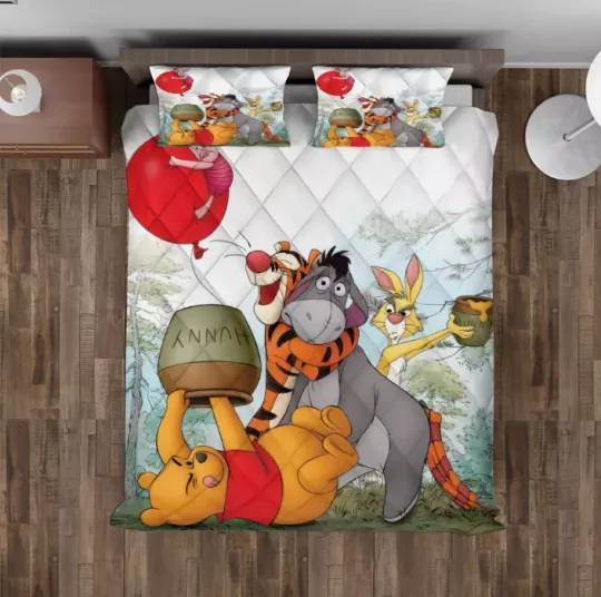 We Are Never Too Old For Winnie The Pooh Characters Group 3D Quilt Bedding Set