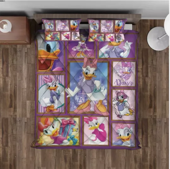 Adorable Daisy Duck Funny Cartoon Daisy Duck Lovers Gift 3D Quilt Bedding Set