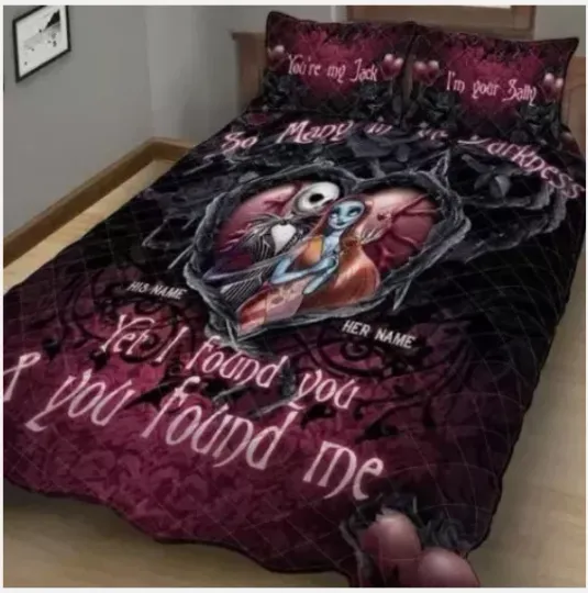 Discover Personalized Jack And Sally So Many In The Darkness 3D Quilt Bedding Set US SIZE