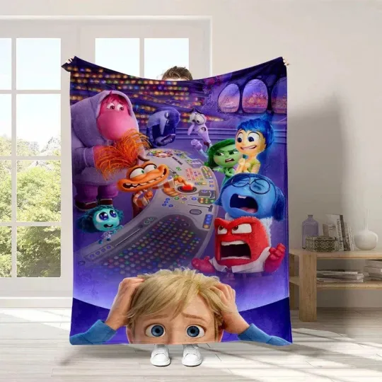 Discover Inside Out 2 Plush Blanket, Riley Anxiety Fleece Blanket, Disney Blanket