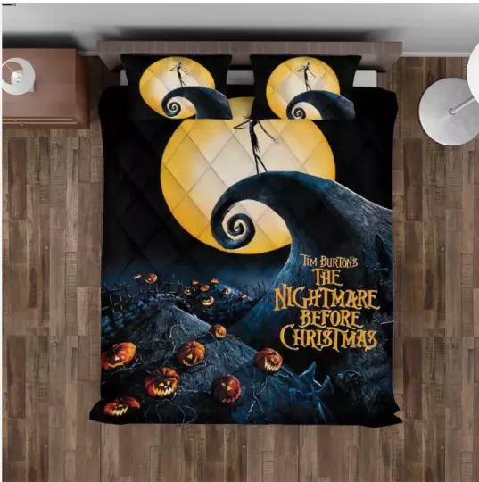 Jack Skellington On Spiral Hill Nightmare Before Christmas 3D Quilt Bedding Set