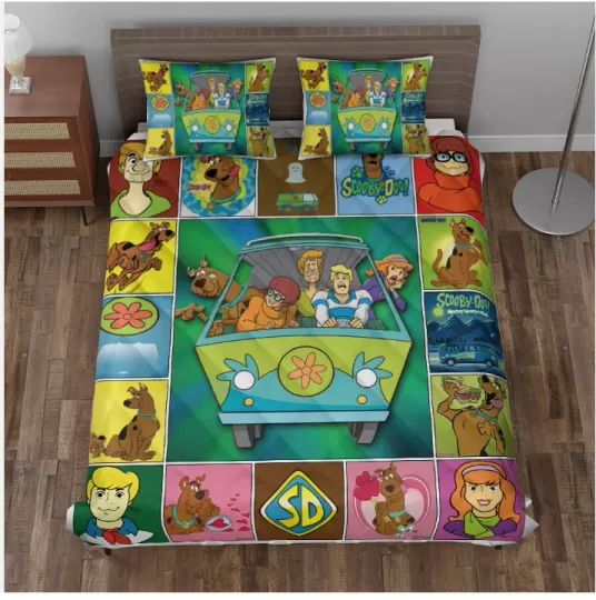 Discover Scooby Doo Friends In Mystery Machine Gift For Cartoon Fans 3D Quilt Bedding Set