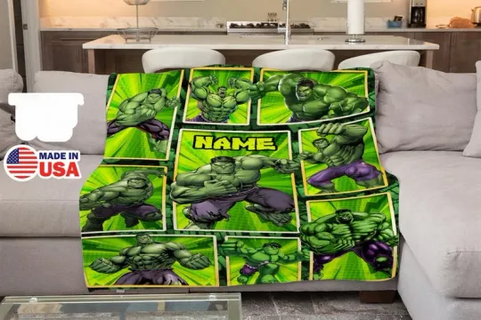 Disney Marvel The Incredible Hulk Multiple Graphics Customize Fleece Blanket