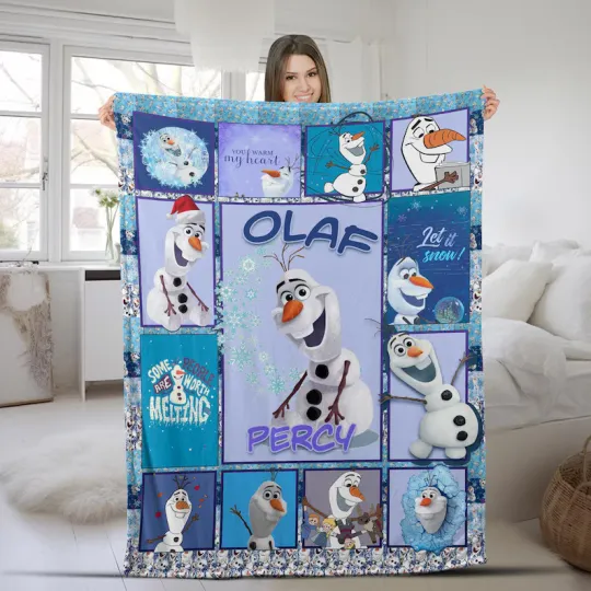 Discover Disney Frozen Olaf Cartoon Art Snowing Season Customize Fleece Blanket