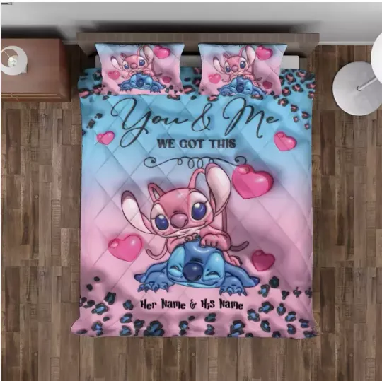Discover Personalized You And Me We Got This Stitch And Angel Couple 3D Quilt Bedding Set