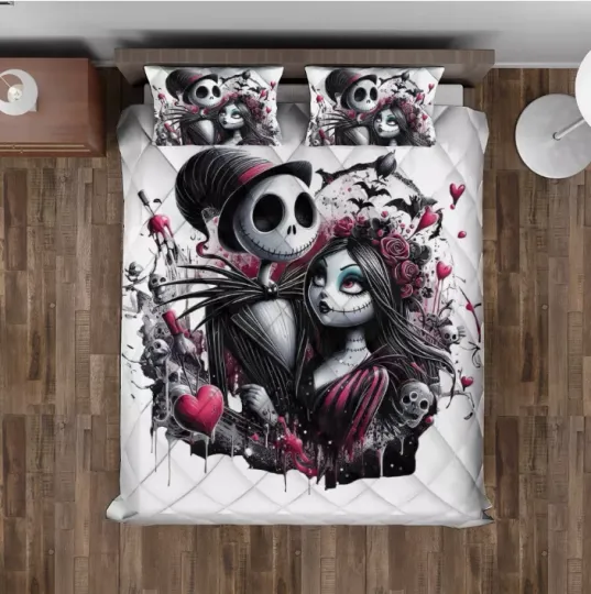 Discover Jack And Sally Nightmare Before Christmas True Love Never 3D Quilt Bedding Set