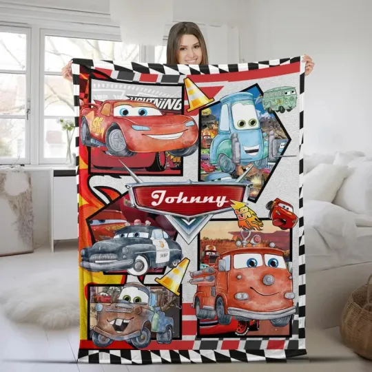 Discover Disney Cars Lightning McQueen Painting Art Customize Fleece Blanket
