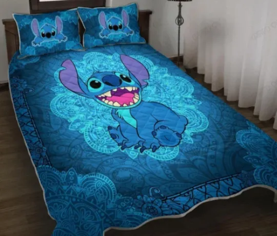 Discover Cute Stitch Mandala Pattern Stitch And Lilo Cartoon 3D Quilt Bedding Set