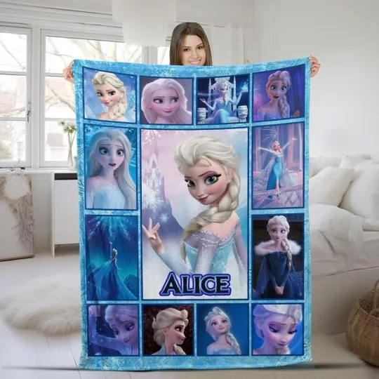 Discover Disney Frozen Princess Elsa Multiple Winter Graphic Customize Fleece Blanket