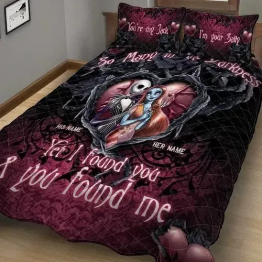 Personalized Jack & Sally So Many In The Darkness Halloween 3D Quilt Bedding Set