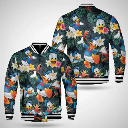 Discover Donald Duck With Happy Faces Green Tropical Summer Vibes Jacket