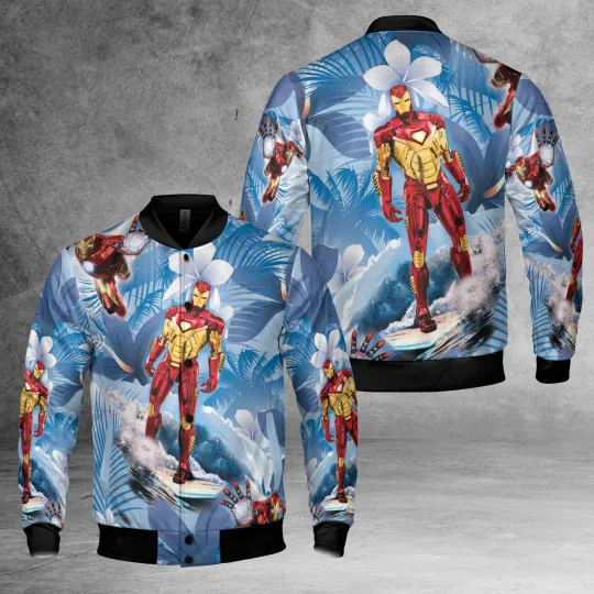 Discover Iron Man Surfing Summer Vibe Amazing Hero Lovers Tropical Flowers Jacket