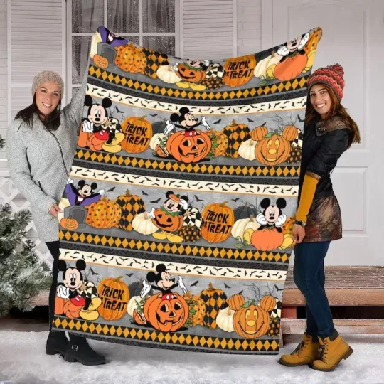 Discover Mickey Mouse Pumpkin Trick Or Treat Halloween, Disney Halloween Fleece Blanket