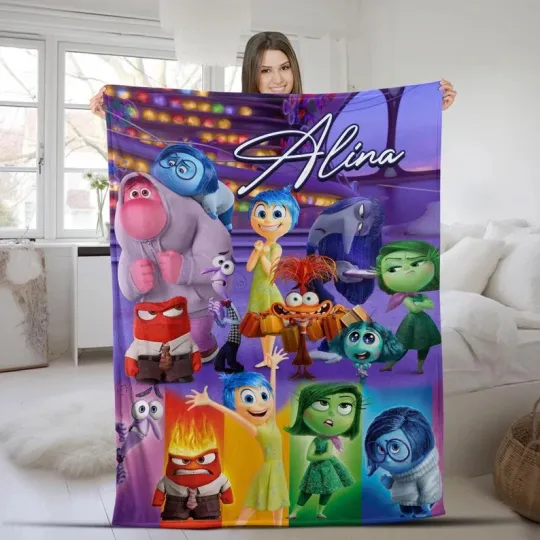 Discover Disney Inside Out 2 Characters Friendship Movie Scene Customize Fleece Blanket