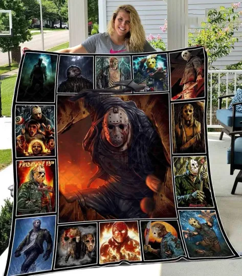 Jason Voorhees Quilts, Friday The 13th Quilt Blanket, Horror Halloween Gifts
