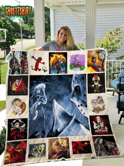 Freddy Vs Jason Quilts, Horror Movie Characters Quilt Blanket Halloween Gifts
