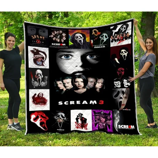 Scream Quilts, Ghostface Quilt Blanket, Halloween Horror Movie Blanket