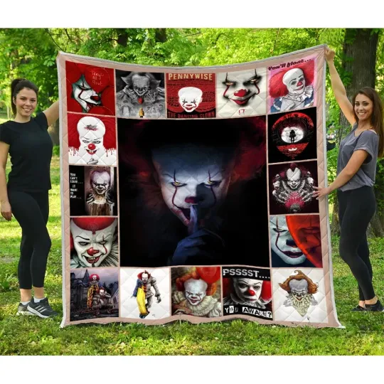 Halloween Pennywise Quilts, It Chapter Two Quilt Blanket Horror Movies
