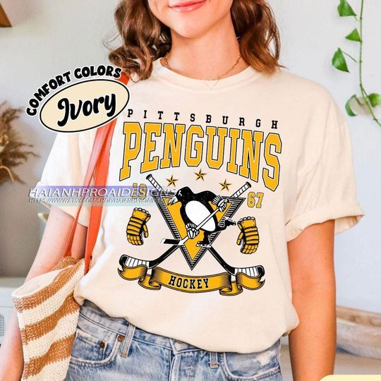 Discover Vintage Pittsburgh Penguins Shirt, Hockey Tee, Retro Hockey Fan Shirt for Game Day