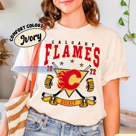 Discover Vintage Calgary Flames Shirt, Hockey Tee, Retro Hockey Fan Shirt for Game Day