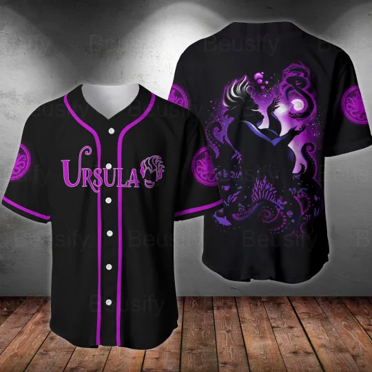 Discover Ursula Baseball Jersey Shirt, Disney Little Mermaid Jersey, Funny Disney Sports Top